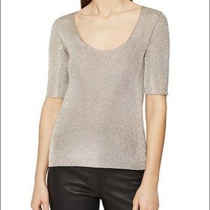 REISS Metallic Tabby Top